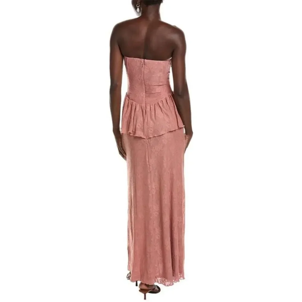 NWT Anthropologie We Wore What Strapless Corset Peplum Maxi Dress Sz 2 - Picture 3 of 8